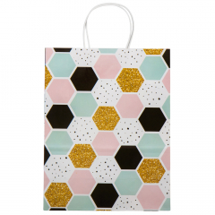 Подарунковий пакет "Золоті фігури", 25,5*33 см (9078-008)