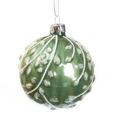 Ялинкова іграшка «Куля зі сріблястою гілкою», 8см (031NB)