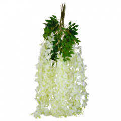 Искусственная свисающая ветвь "Глициния", белая (9085-002)
