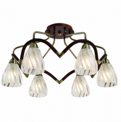 Люстра стельова на 6 золотистих ламп (NN004/6/ brass-walnut)