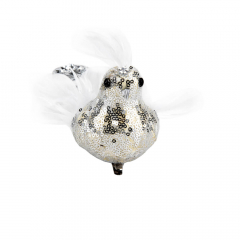 Новорічна іграшка "Райська пташка", біла (6018-011)