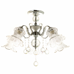 Люстра классическая цвета хром и 5 плафонами из прозрачного стекла (OU069/5P) (OU069/5P)