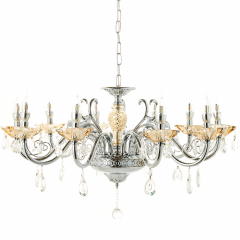 Люстра класичні кольори хром з медовими плафонами (OU096/10)