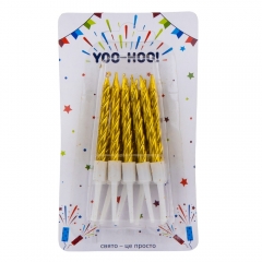 Набор свечей для торта "Яркие впечатления", золотые, 7 см (9074-060)