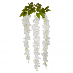 Искусственная свисающая ветвь "Глициния", белая, 103 см (9089-002)