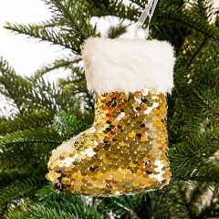 Ялинкова іграшка "Чобіток в золотих паєтках" (032NZK)