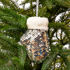 Ёлочная игрушка "Зимняя варежка в пайетках" (036NZK)