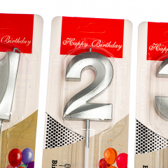 Свічки для торта "Блиск" від 0 до 9, срібні (8512-005)