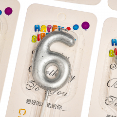 Свечи для торта "Мерцание" от 0 до 9, серебрянные (8512-009)