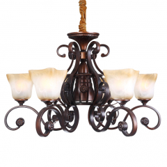 Люстра классическая коричневая на 6 плафонов из матового стекла (YA007/6+1) (YA007/6+1)