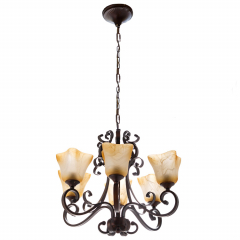 Люстра класична коричнева на 6 плафонів із матового скла (ZZ7725/6)