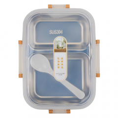 Ланч-бокс одноуровневый на 2 отсека с ложкой, 22 см * Рандомный выбор дизайна (9101-005)