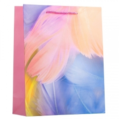 Подарочный пакет "Цветные перья", 30*41,5 см (9069-033)