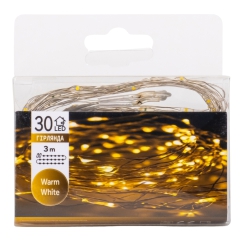 Гирлянда "Роса" 30 LED, желтая, 3 м, на батарейках (9133-003)