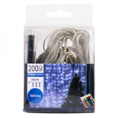 Гирлянда-штора 200 LED, белая, 3*2 м, от USB (9133-020)