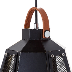 Люстра-підвіс чорна з декоративними вставками з сітки. (NI004/M/black)