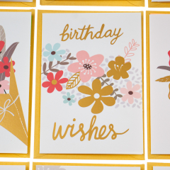 Серия открыток "Цветочное настроение" белые с золотым (8128-004)