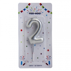 Свечи для торта "2-4", серебряные, 10 см (9022-014)