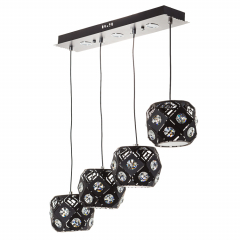 Люстра-підвіс чорна на 4 лампи півсфери з каміням (FE008/4bk)