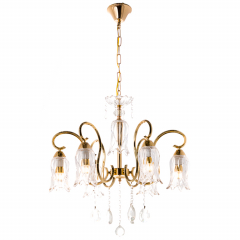 Люстра класичне золото з 6 скляними плафонами у формі тюльпана (OU011/6/gold)