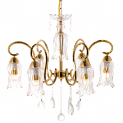 Люстра класичне золото з 6 скляними плафонами у формі тюльпана (OU011/6/gold)