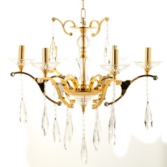 Люстра класична з прозорим декором зі скла кольору золото (OU016/6/gold)