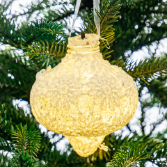 Ялинкова іграшка "Біла крапелька з візерунком" (024NZK)