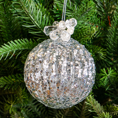 Ялинкова іграшка "Кришталева куля з намистинками" (073NB)