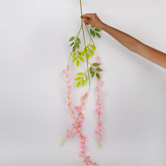 Искусственная свисающая ветвь "Глициния", розовая, 110 см (9161-017)