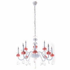 Люстра класична біла з квітковим декором з кераміки (XN002/8+4)