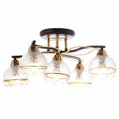 Люстра пристібна коричневого кольору на 5 прозорих плафонах (VS004/5)