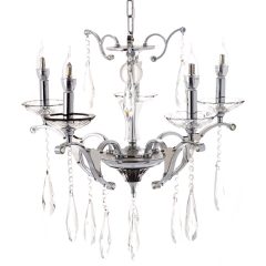 Люстра класична з 5 плафонами з прозорого скла кольору хром (OU016/5/chrom)