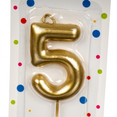 Свеча для торта, золото "5" (8226-009)