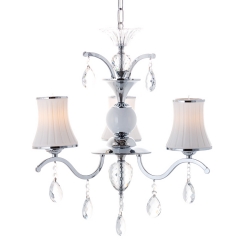 Люстра класика з білим абажуром і кристалами (OU005/3/chrom)