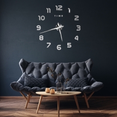 3Д часы настенные, серебряные (9020-002)