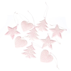Комплект ялинкових прикрас  "Ялинки, серденька, зірочки", 9 шт. (043NY)