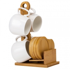 УЦІНКА Набір кружок з бамбуковою підставкою "Тандем", 25 см *(Дефект фарбування,дефект на підставці,налив кераміки,крапки) (00BR-9184-004)