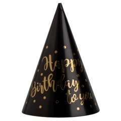 Набір ковпаків "Happy Birthday", 6 шт, чорний, 20 см (9093-023)